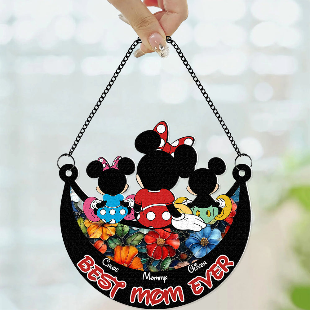Personalized Gifts For Mom Window Hanging Suncatcher Ornament Mother's Day Mouse Mom And Kids 01ACDT240325-Homacus