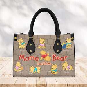 Personalized Gifts For Mom Leather Bag Mother's Day Bear Kids 03OHMHH240225-Homacus