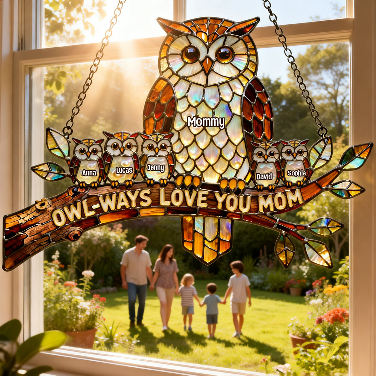 Owl-ways Love You Mom Suncatcher Ornament - Personalized Gifts For Mother's Day 03hytn110226-Homacus
