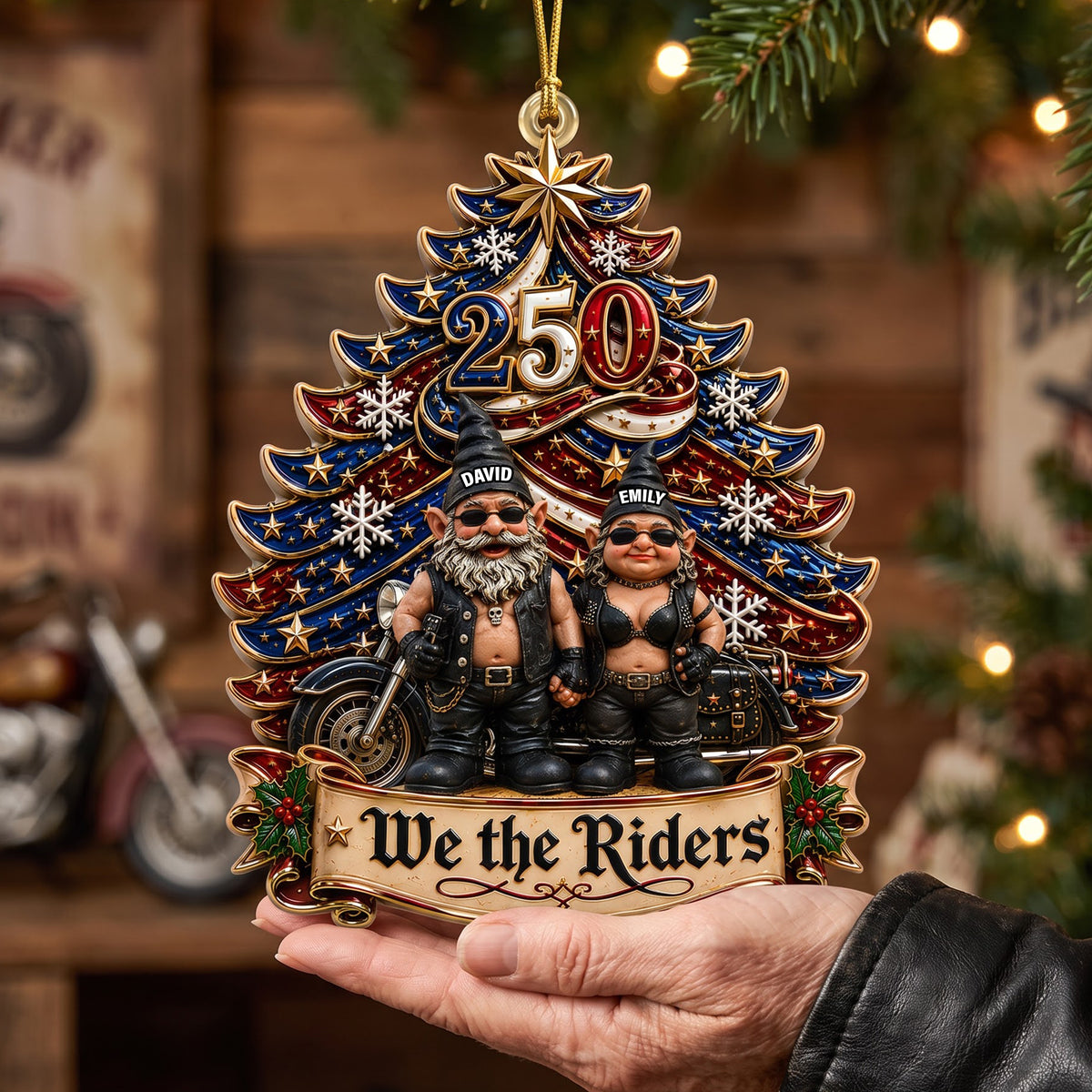 Biker Motorcycle Gnome Couple - Personalized Gifts For Couple Christmas Ornament 04naqn240826