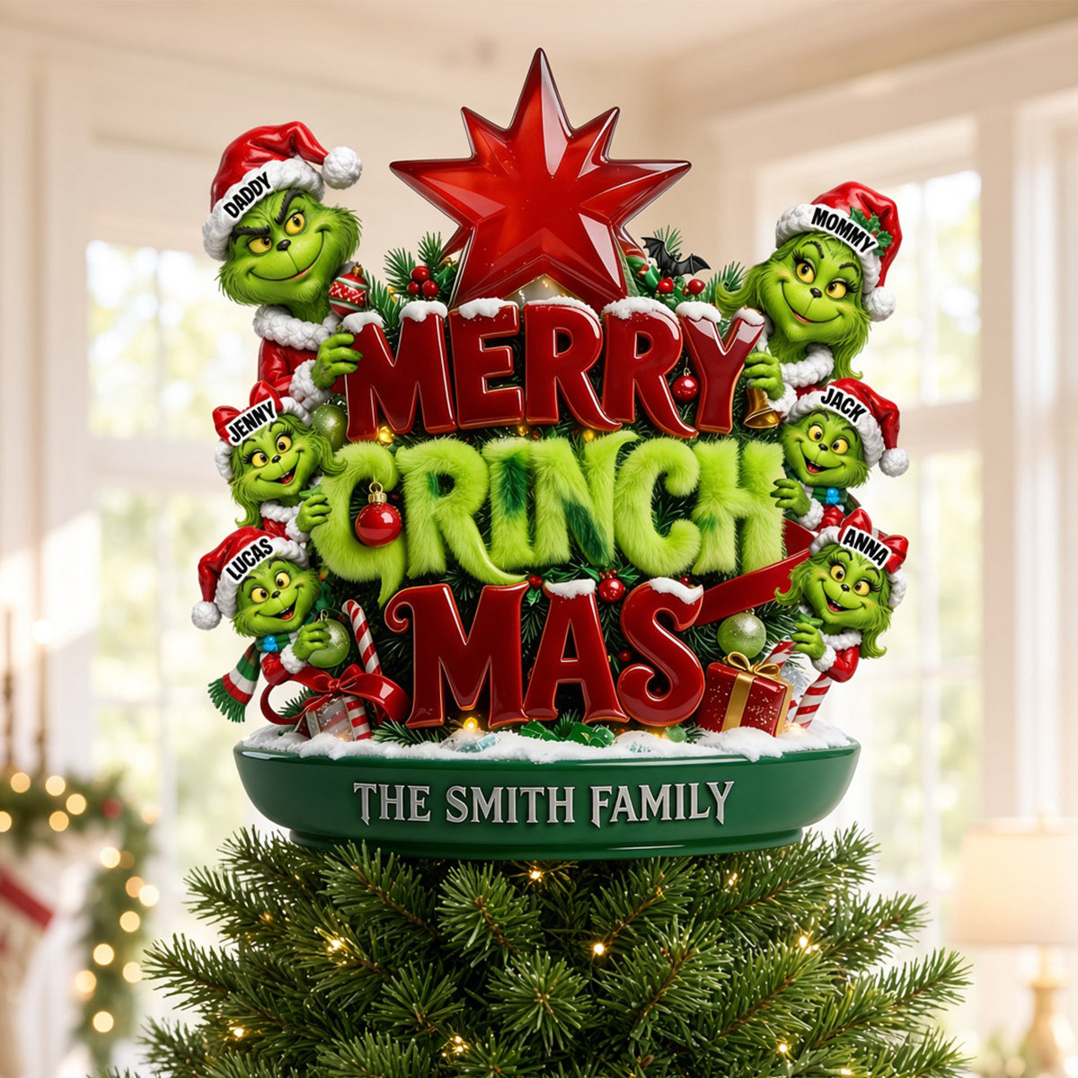 Grouchy Mischief Family Tree Topper - Personalized Christmas Gifts For Family 02totn120926-Homacus