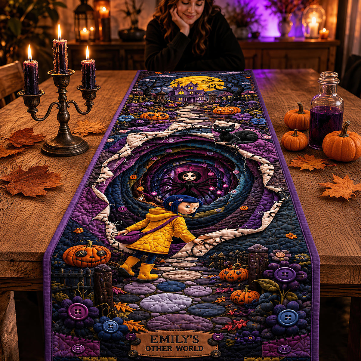 Spooky Halloween Quilted Table Runner - Personalized Gifts For Halloween 03hadt120826-Homacus