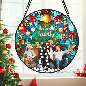 Custom Photo Round Stain Glass Suncatcher Christmas Gifts For Family 04XQMH270924-Homacus