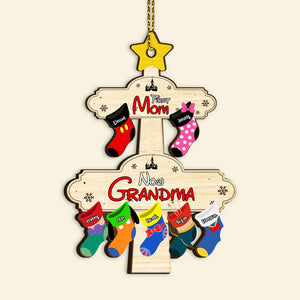 Personalized Gifts For Grandma, Christmas Socks Wood Ornament 01OHMH091024-Homacus