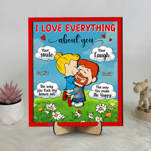 Personalized Gifts For Couple Wood Sign 03totn040125hg I Love Everything About You-Homacus