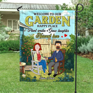 Personalized Gifts For Couple Garden Flag 04xqtn110225pa Our Garden Happy Place Plant Smiles Grow Laughter-Homacus