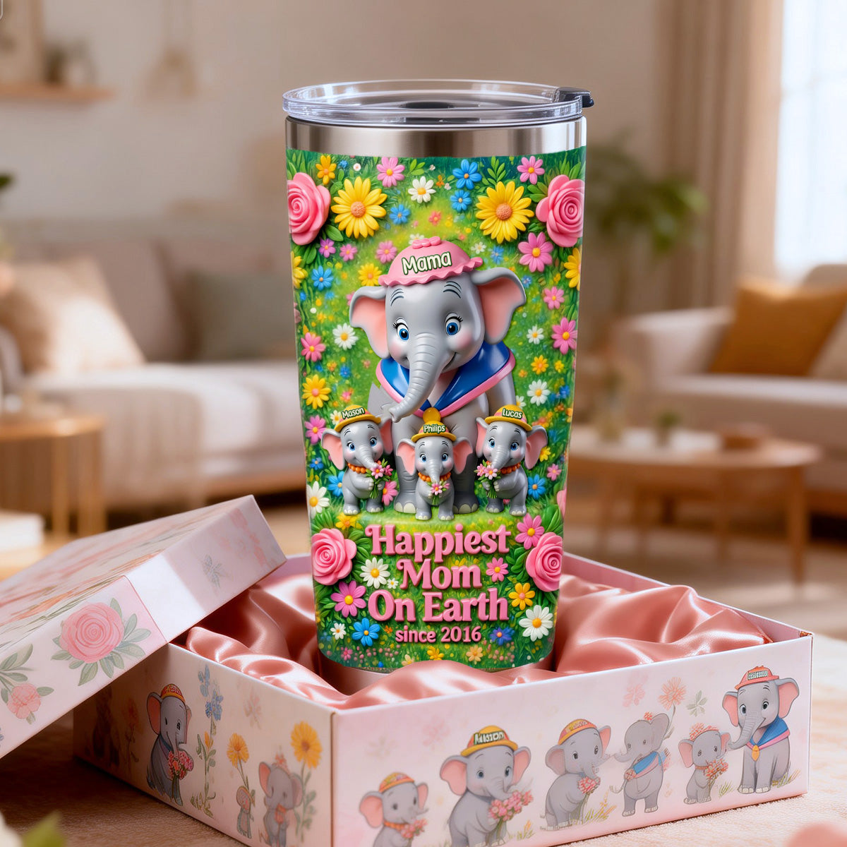 Happiest Mom Tumbler - Personalized Gifts For Moms 01tymg140326-Homacus