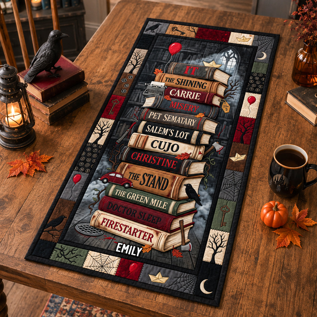 Creepy Reading Nook Quilted Table Runner Personalized Gifts For Book Lovers 05NADH120826