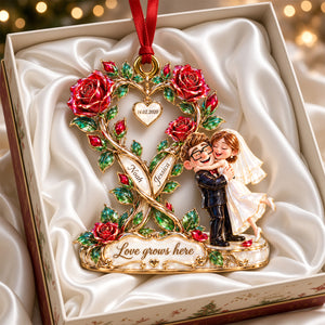 Happy Wed Love Grows Ornament, Personalized Gifts For Couple 03qhdh220926-Homacus