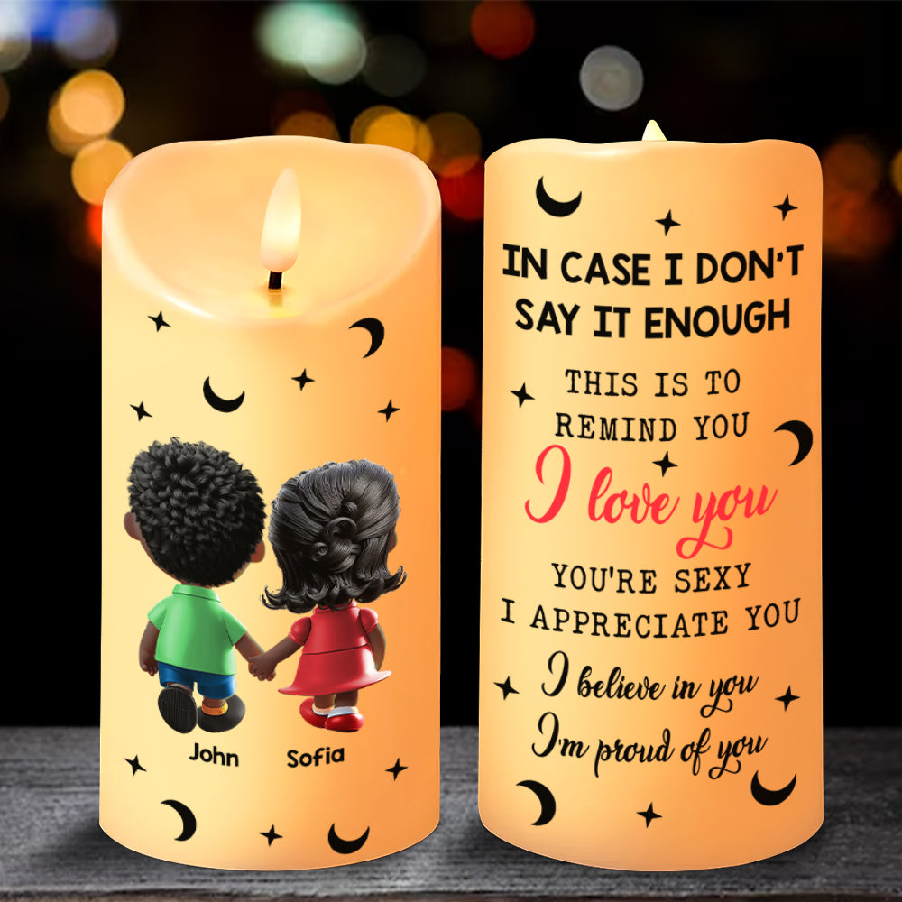 Personalized Gifts For Couple LED Candle Cartoon Couple 01OHMH161224-Homacus