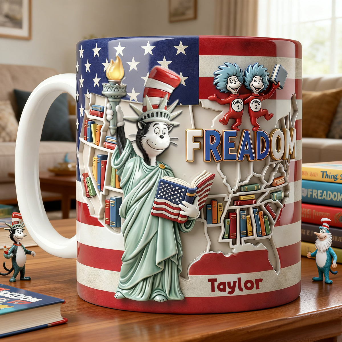 Patriotic Reading Coffee Mug - Personalized Gift For Reading Lovers 01PALU090226-Homacus