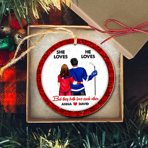 Hockey Couple Ornament - Personalized Gifts For Ice Hockey Lovers-Homacus