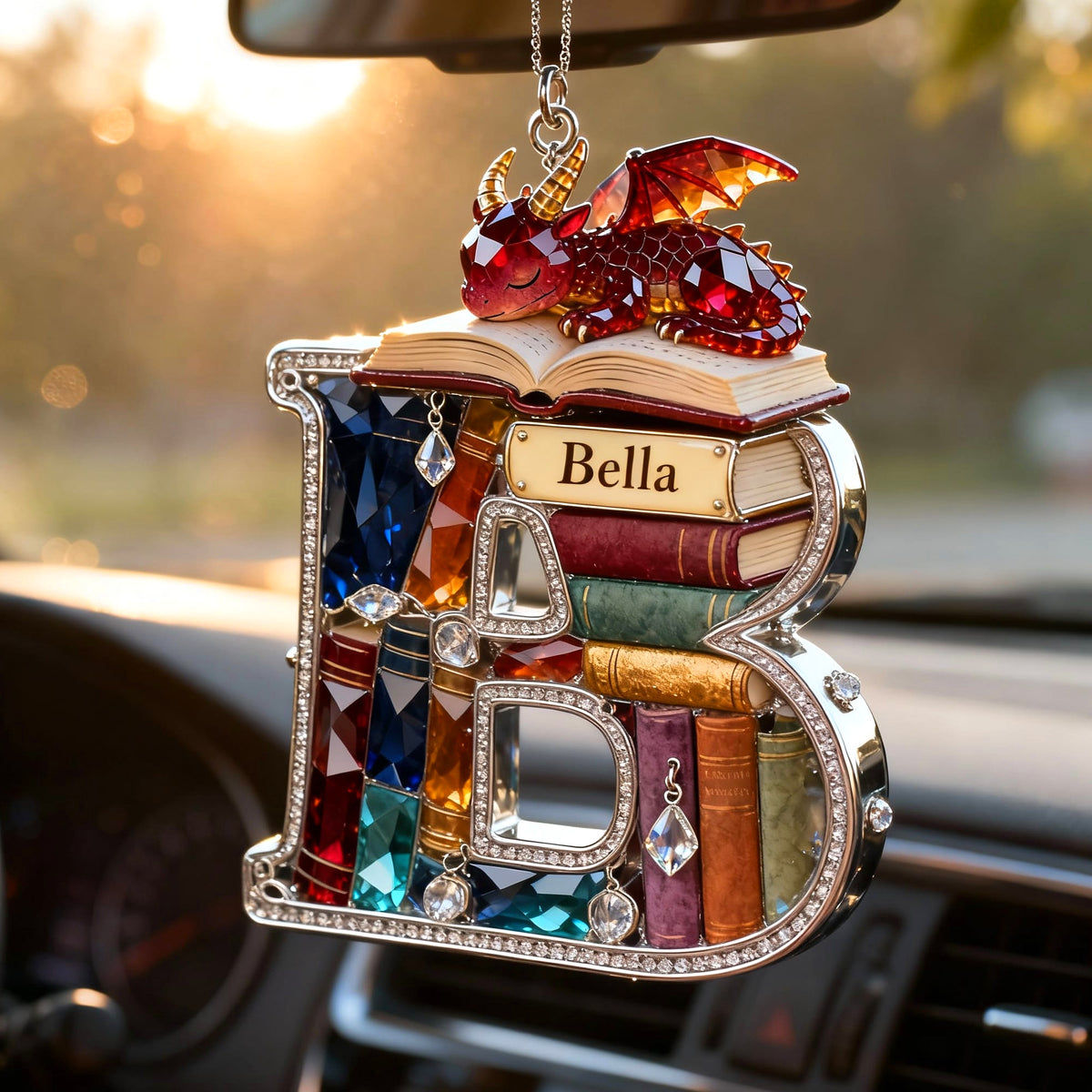 Fantasy Book Dragon Car Hanging Ornament, Personalized Gifts For Book Lovers 01qhtn130126-Homacus