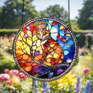 Colorful Cat Stained Glass - Personalized Gifts For Cat Lovers 02humg150825-Homacus