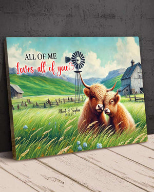 Personalized Gift For Couple Wall Art, Highland Cow Couple Canvas 02QHLU131224-Homacus