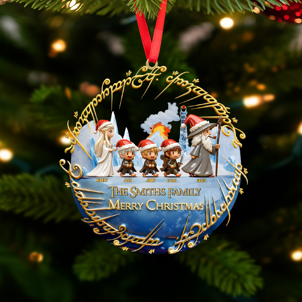 Family Walking To The Fantasy World Ornament, Personalized Gifts For Family 02qhtn081025-Homacus