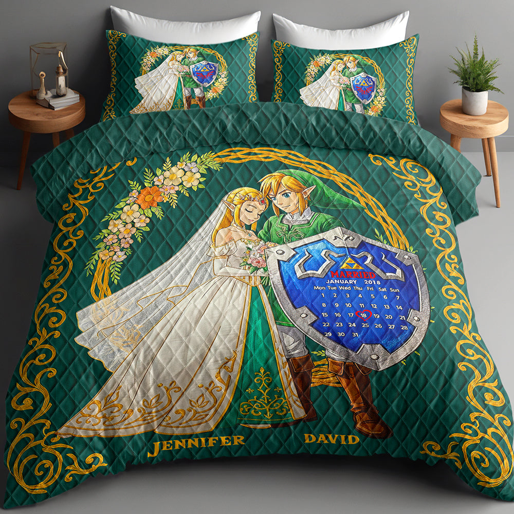 Wedding Couple Quilt Bed Set - Personalized Gifts For Couple 02naqn090725-Homacus
