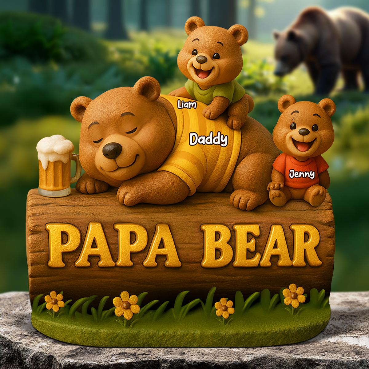 Papa Bear Plaque - Personalized Gifts For Dad 03topu030525-Homacus