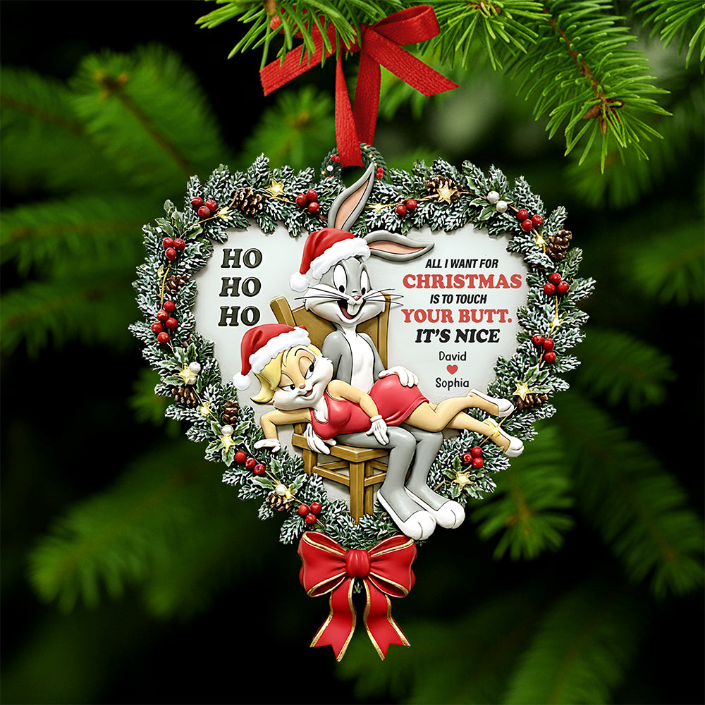Mischievous Rabbit Couple Christmas Ornament, Personalized Gifts For Couple 02qhta160925-Homacus