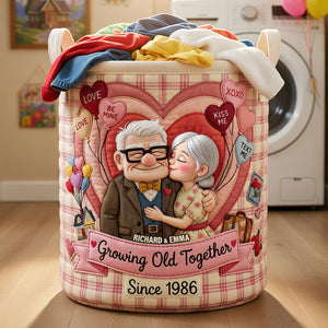 Growing Old Together Quilted Laundry Basket - Personalized Gifts For Couple 02padt270626