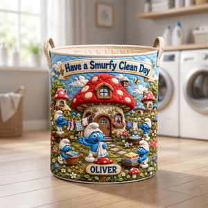Blue Forest Friends Quilted Laundry Basket - Personalized Gifts 05hadh090726