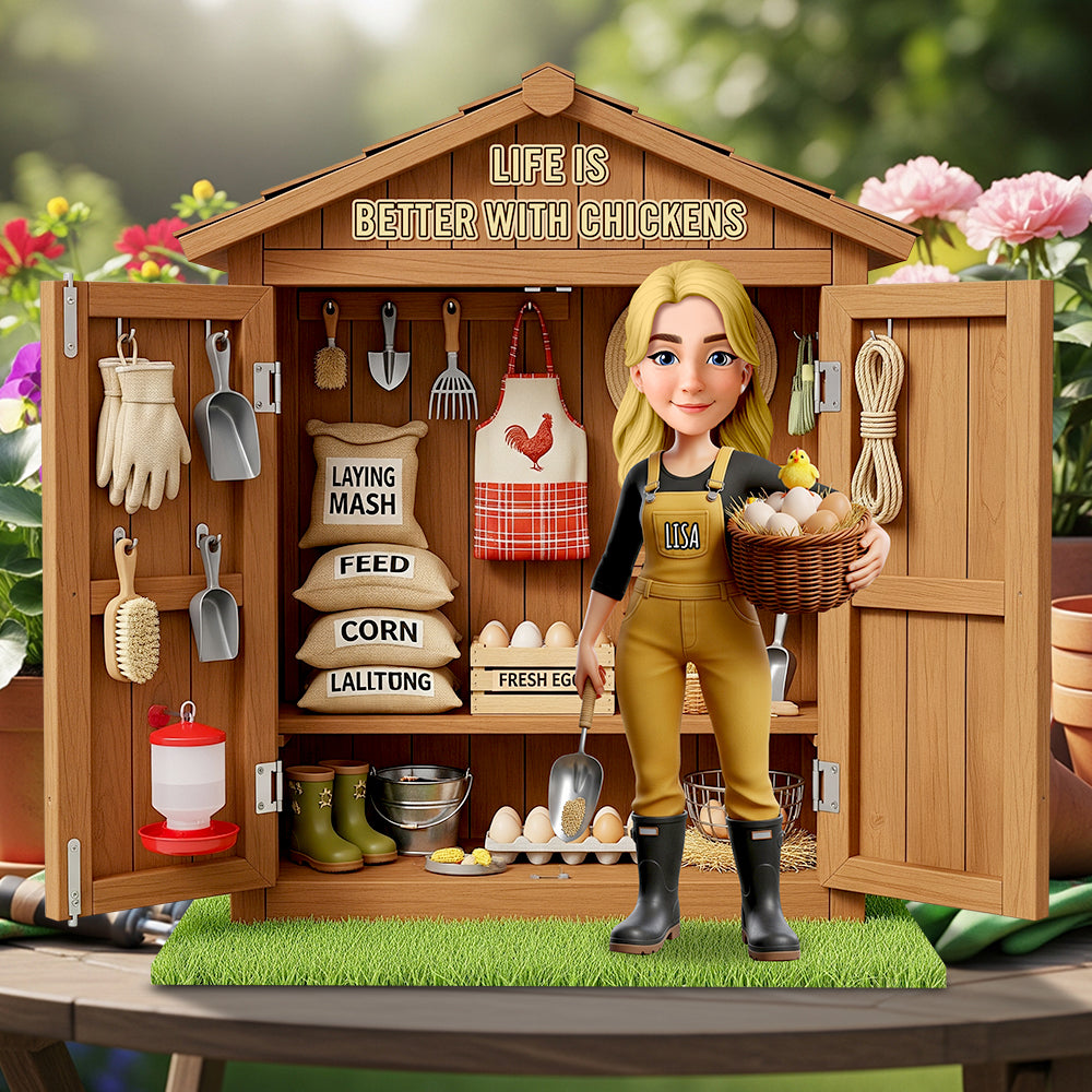 Chicken Girl Acrylic Plaque Personalized Gifts For Farmers 04OHDT160625-Homacus