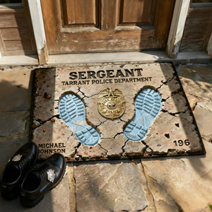Proud To Serve Police Doormat - Personalized Gift For Police 03TGLU110226-Homacus