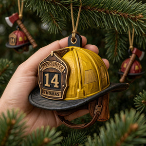 Firefighter Helmet Acrylic Ornament - Personalized Christmas Gifts For Firefighter 07pglu201026-Homacus