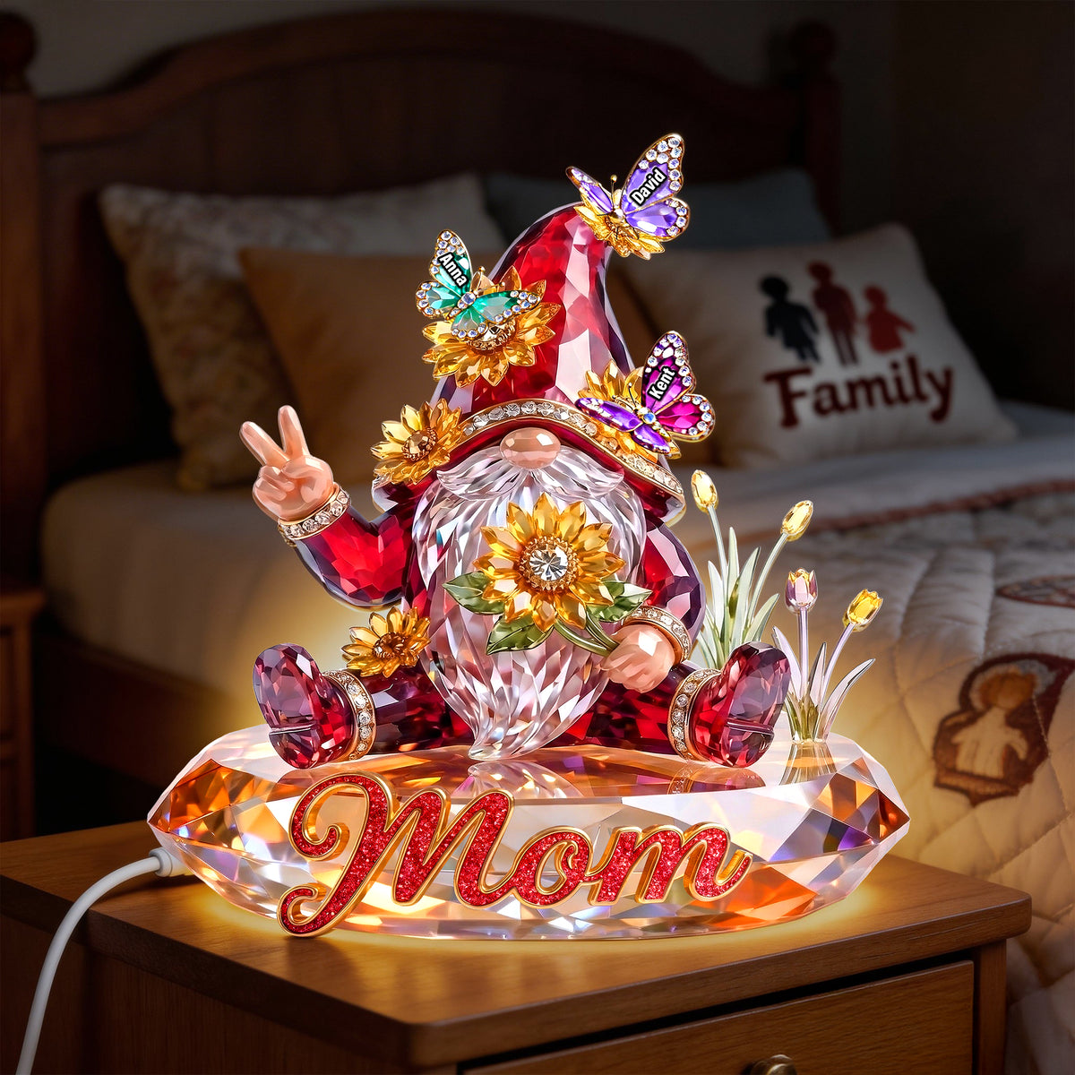 Whimsical Gnome Mom Acrylic Light Box, Personalized Mother's Day Gift 02QHQN110426-Homacus