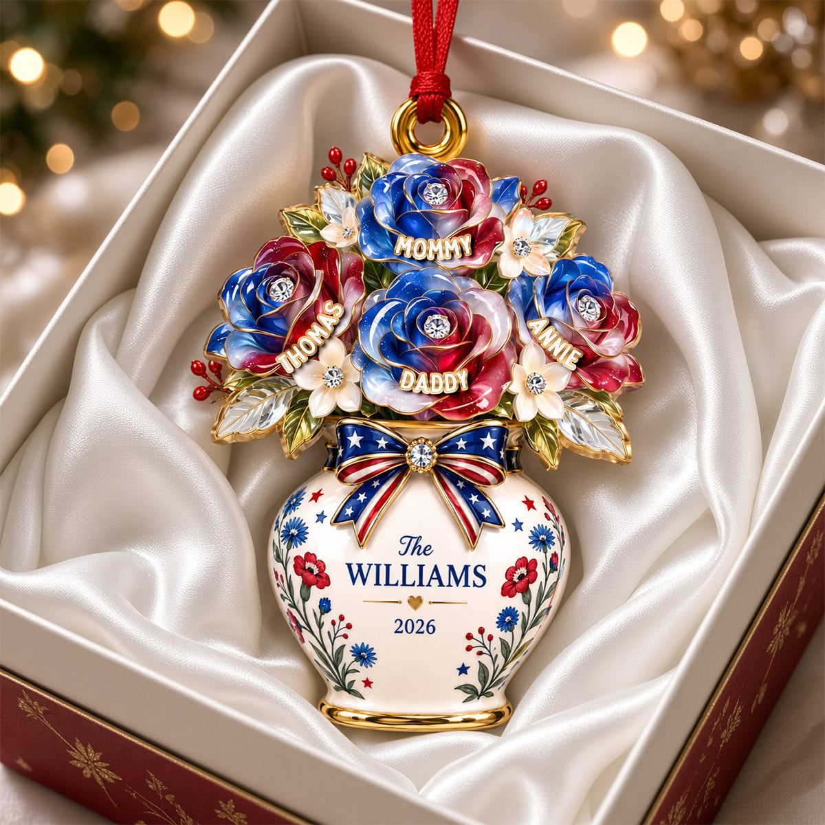 Patriotic Flower Vase Ornament, Personalized Gifts For Family 01qhdh120926-Homacus