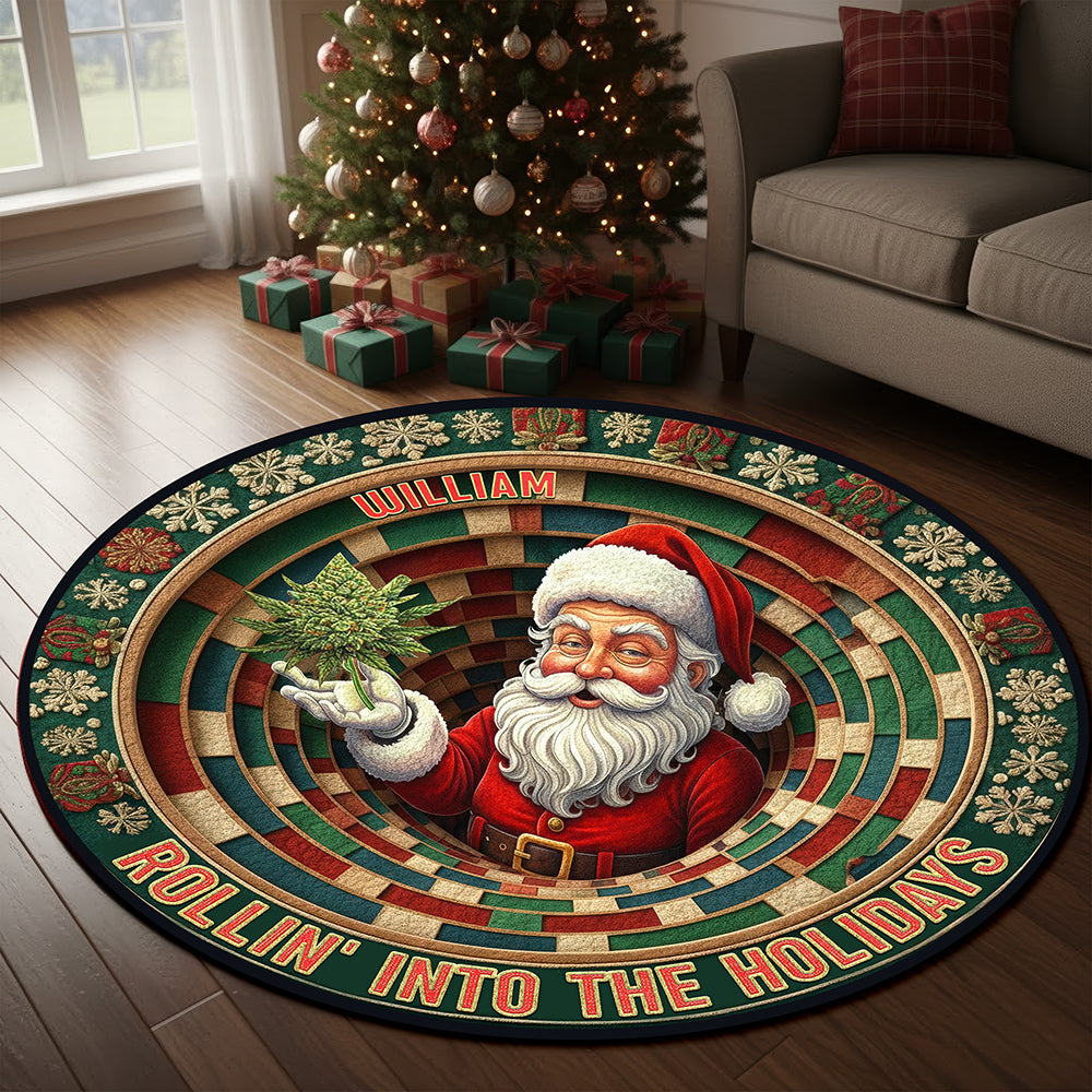 Chill Santa Round Rug Personalized Christmas Gifts 02TOQN081025-Homacus