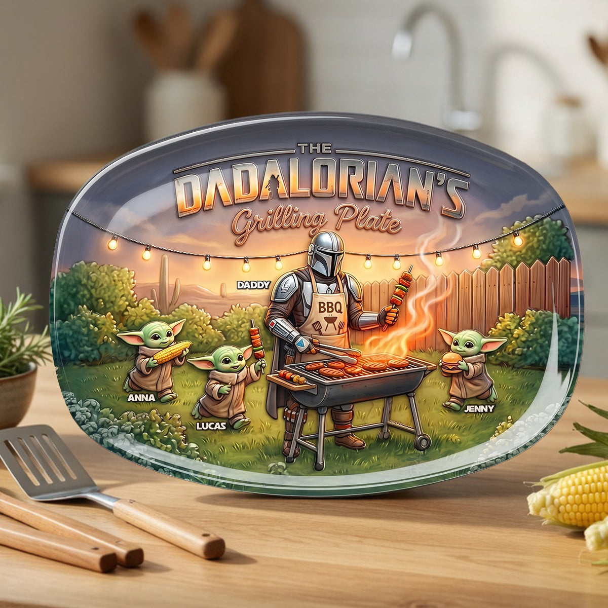 Warrior Dad Grilling Plate - Personalized Gifts For Dad 01natn130526-Homacus