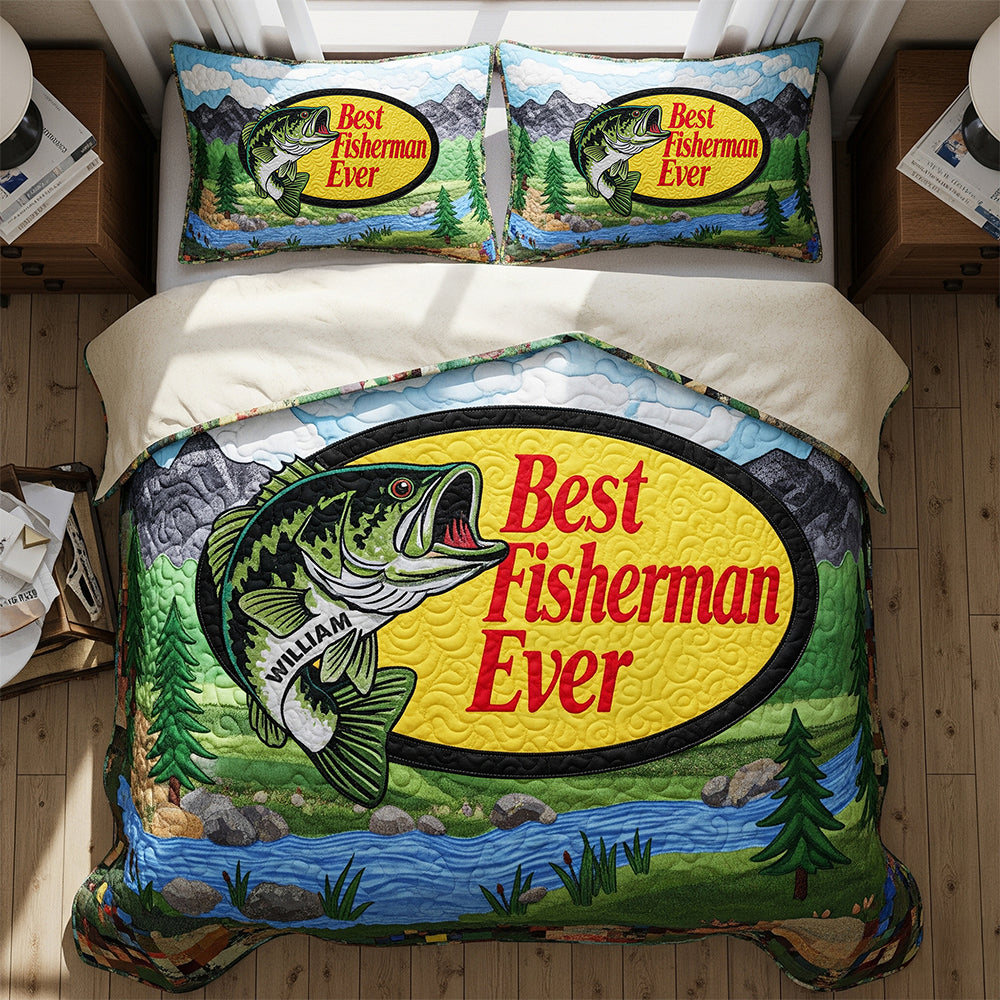 Badass Best Fishing Quilt Bed Set, Personalized Gifts For Fishing Lover 01qhqn150725-Homacus