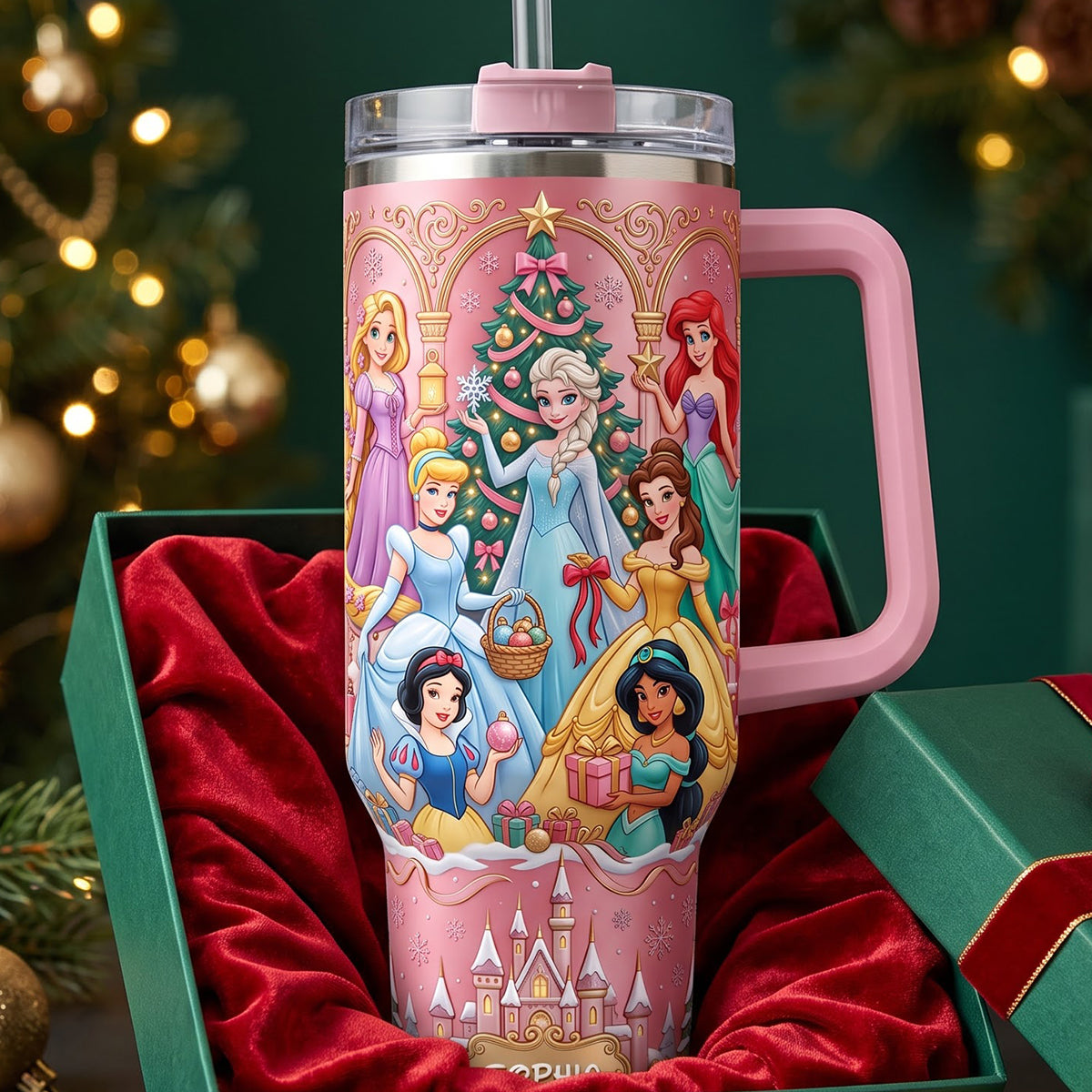 Lovely Fairy Tale Princesses Colorful 40oz Tumbler With Handle - Personalized Christmas Gifts 06tydt171026