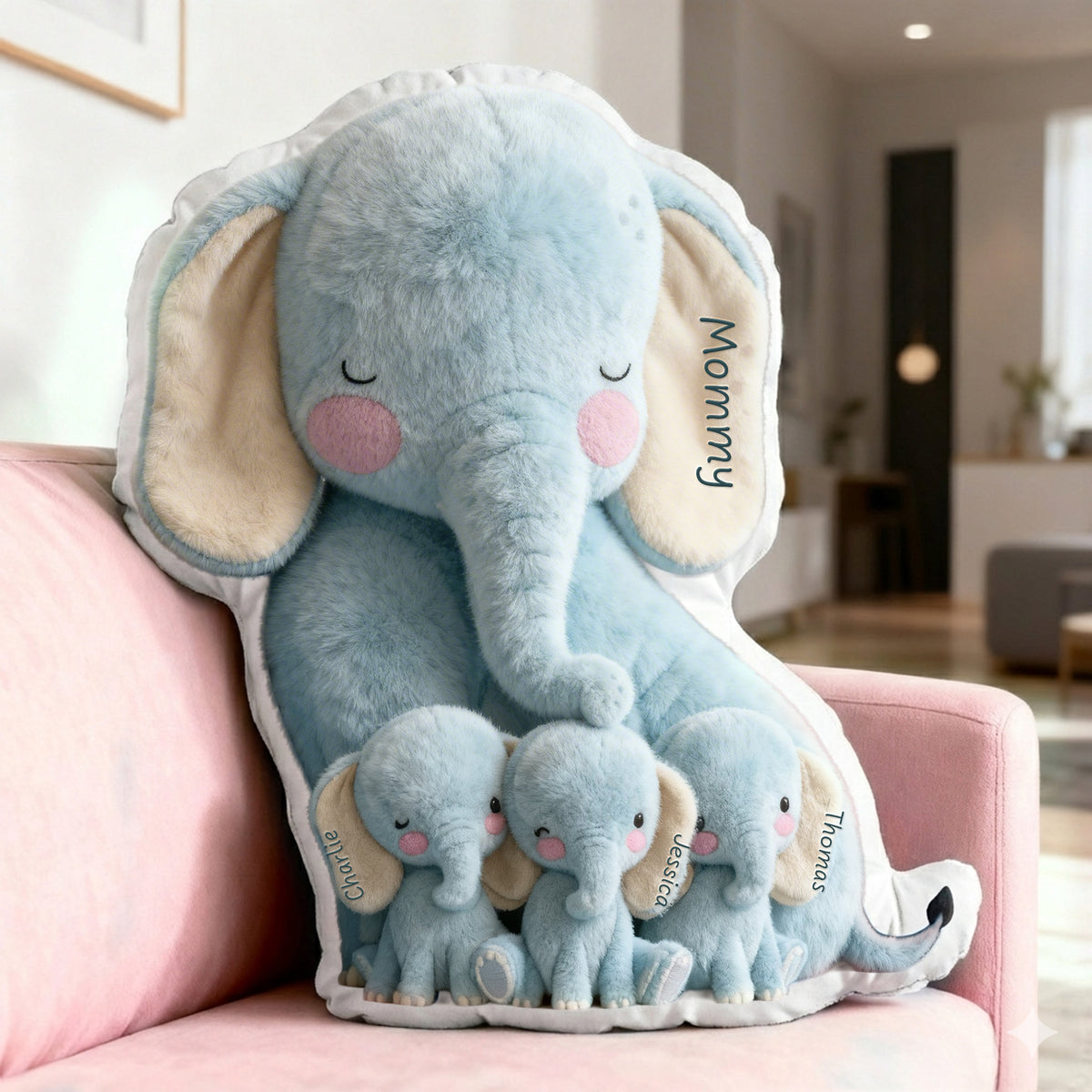 Snuggle Elephant Mom Custom Shape Pillow - Personalized Gifts For Mom 04qhlu240226-Homacus