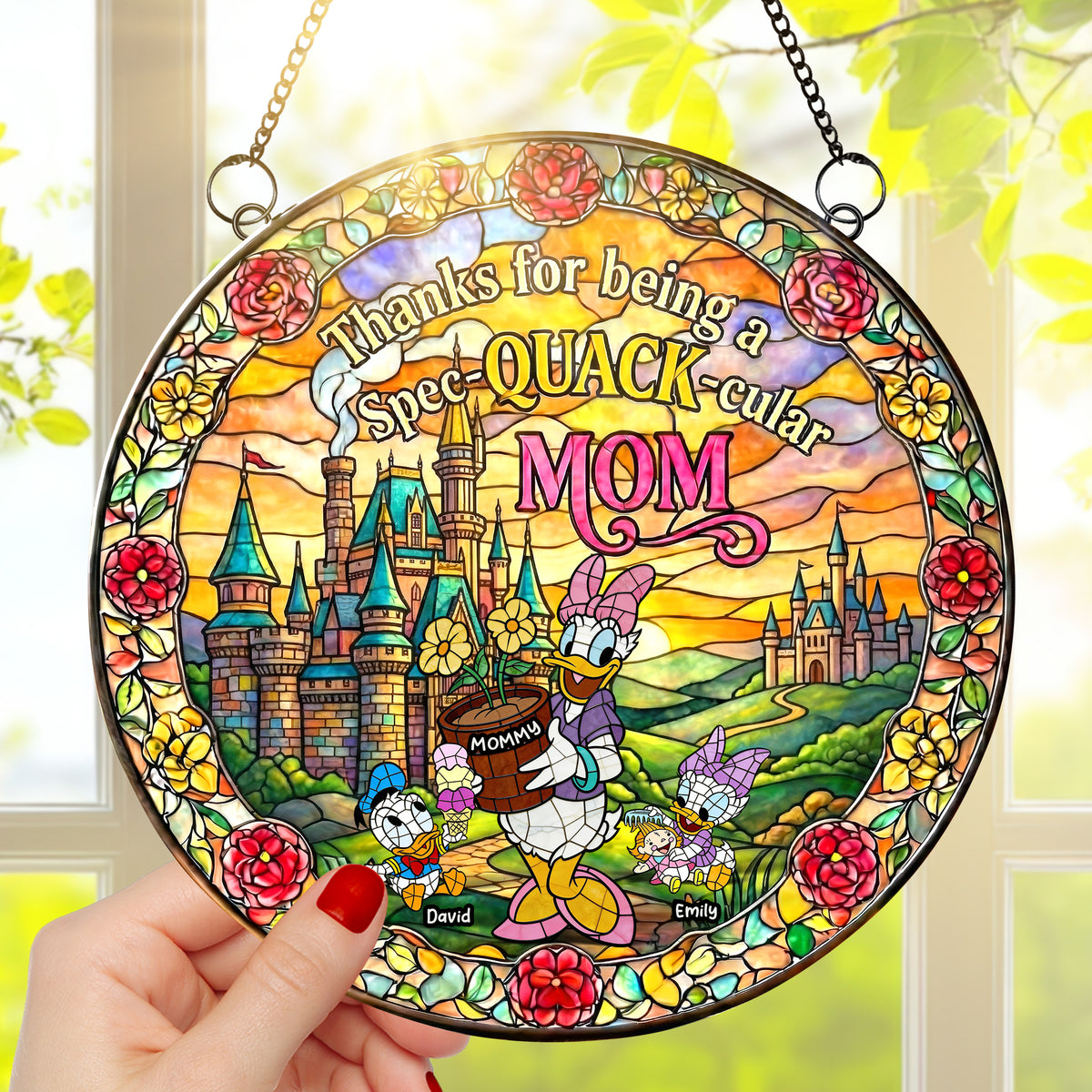 Duck Mom And Kids Suncatcher - Personalized Gifts For Mother's Day Suncatcher Ornament 03TYQN040326-Homacus