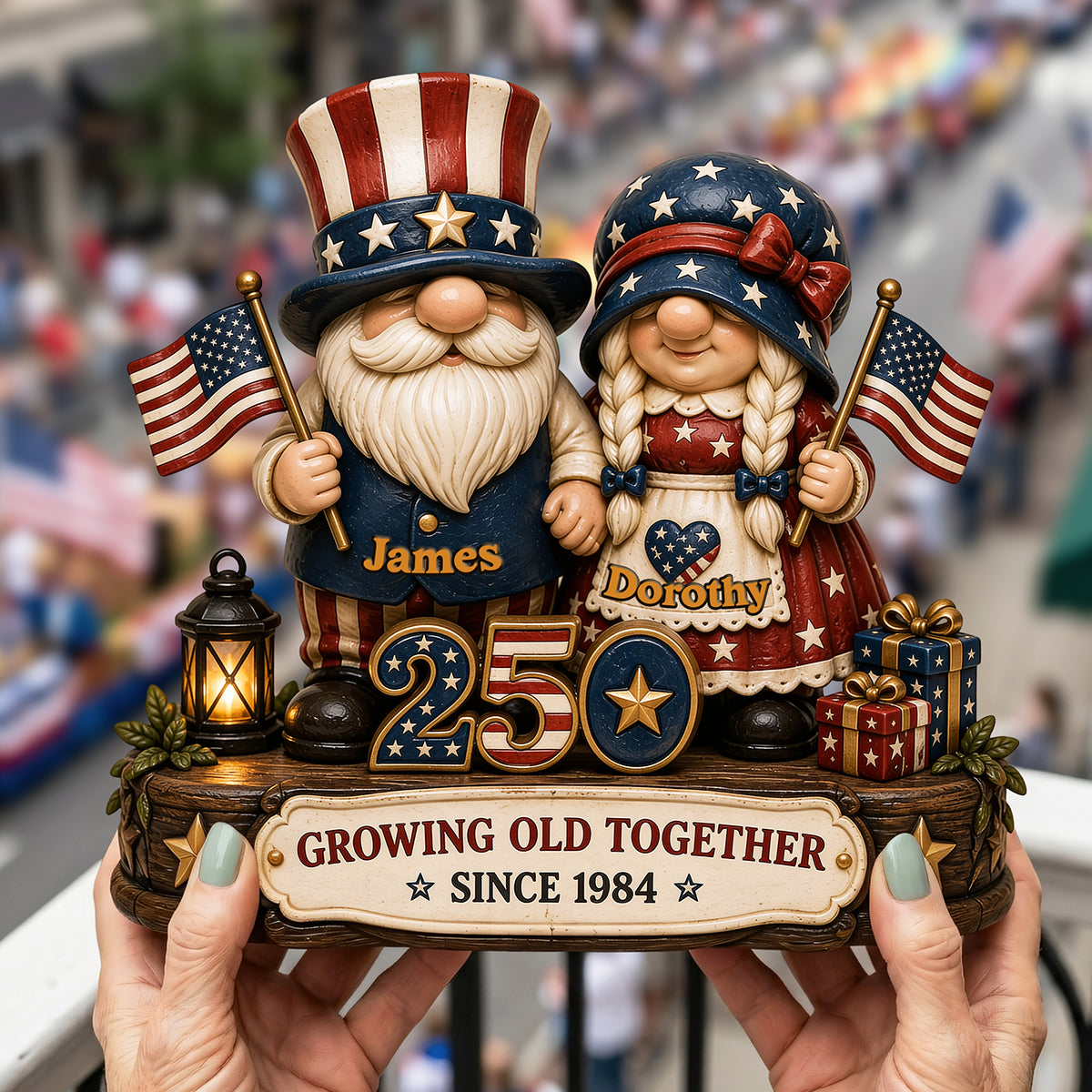 250th Anniversary Gnome Couple Acrylic Plaque - Personalized Gifts For Patriotics Plaque 02NATA050526-Homacus