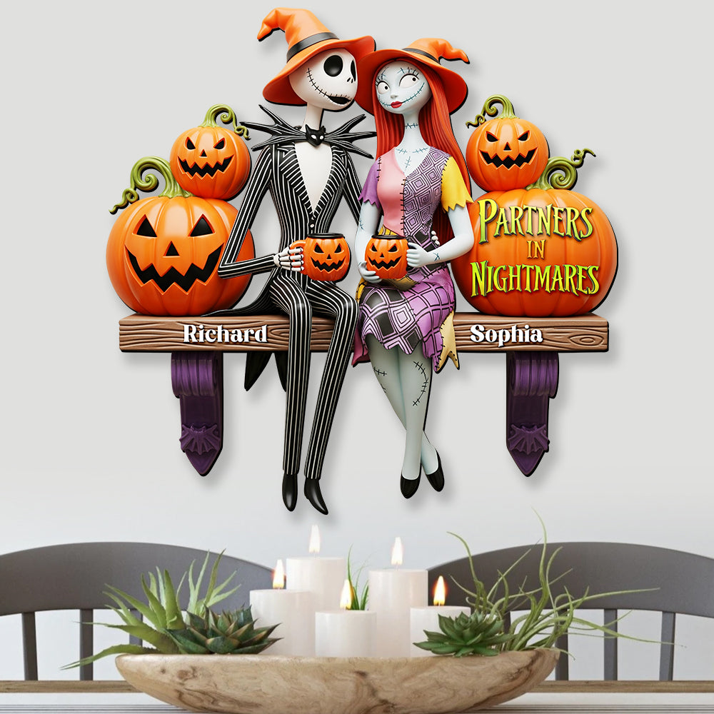 Spooky Couple Wood Sign - Personalized Halloween Gifts For Couple 01ohqn080825-Homacus