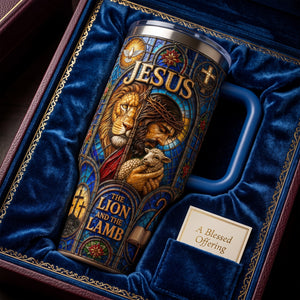 Jesus The Lion And The Lamp 40oz Tumbler With Handle - Personalized Gifts For Christians 03palu290626-Homacus