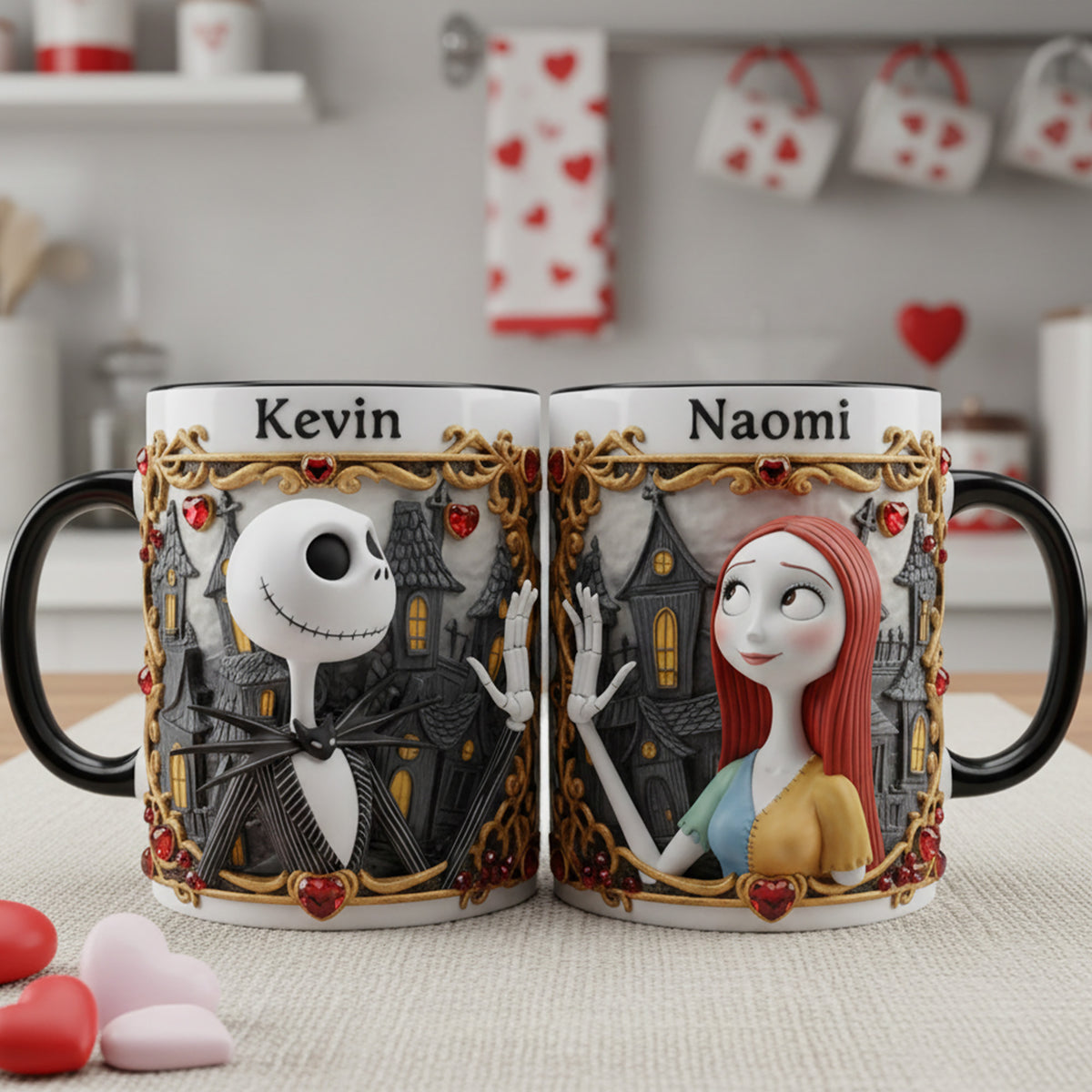 Set Of 2 Coffee Mugs - Skeleton Couple - Personalized Coffee Mug Set 04kimg160126-Homacus