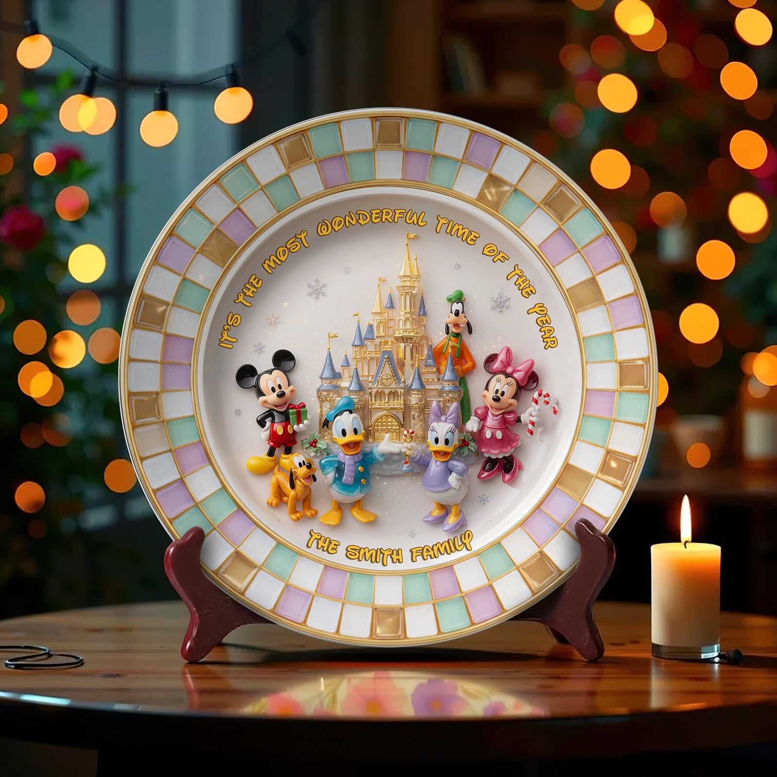 Magical Family Ceramic Round Plate - Personalized Gift For Family 03PGLU101025-Homacus