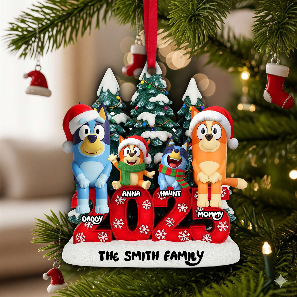 Joyful Puppy Family Ornament - Personalized Christmas Gifts For Family 03NALU290825-Homacus