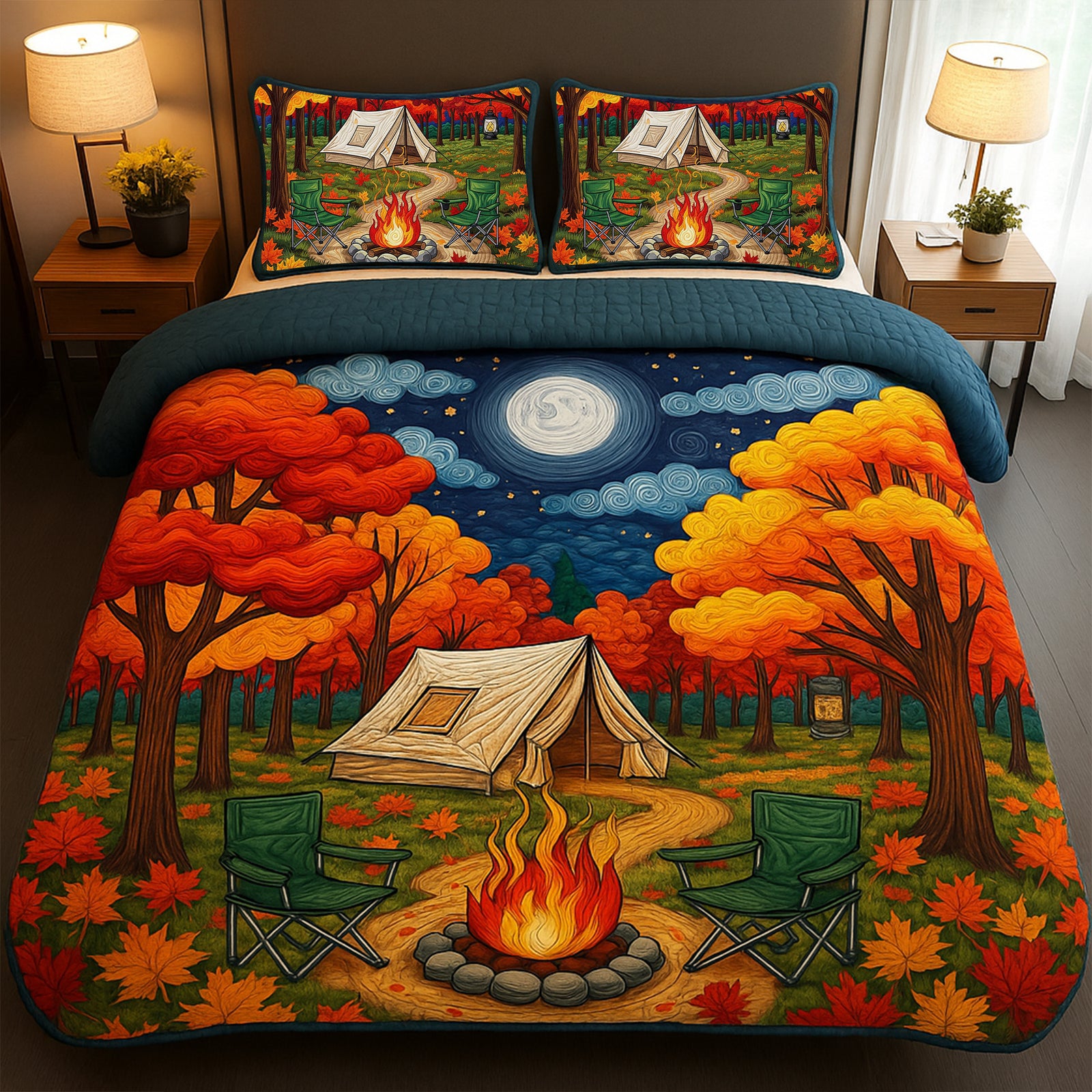 Autumn Nights By The Fire Quilt Bedding Set - Gift For Camping Lovers 06PGLU160725-Homacus
