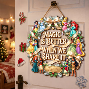 Lovely Fairy Tale Princesses Wreath Acrylic Sign - Personalized Christmas Gifts 06hadh110826-Homacus