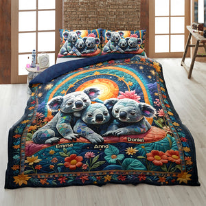 Personalized Gifts For Mom Quilt Bed Set Koala & Little Ones 05KALU220125-Homacus