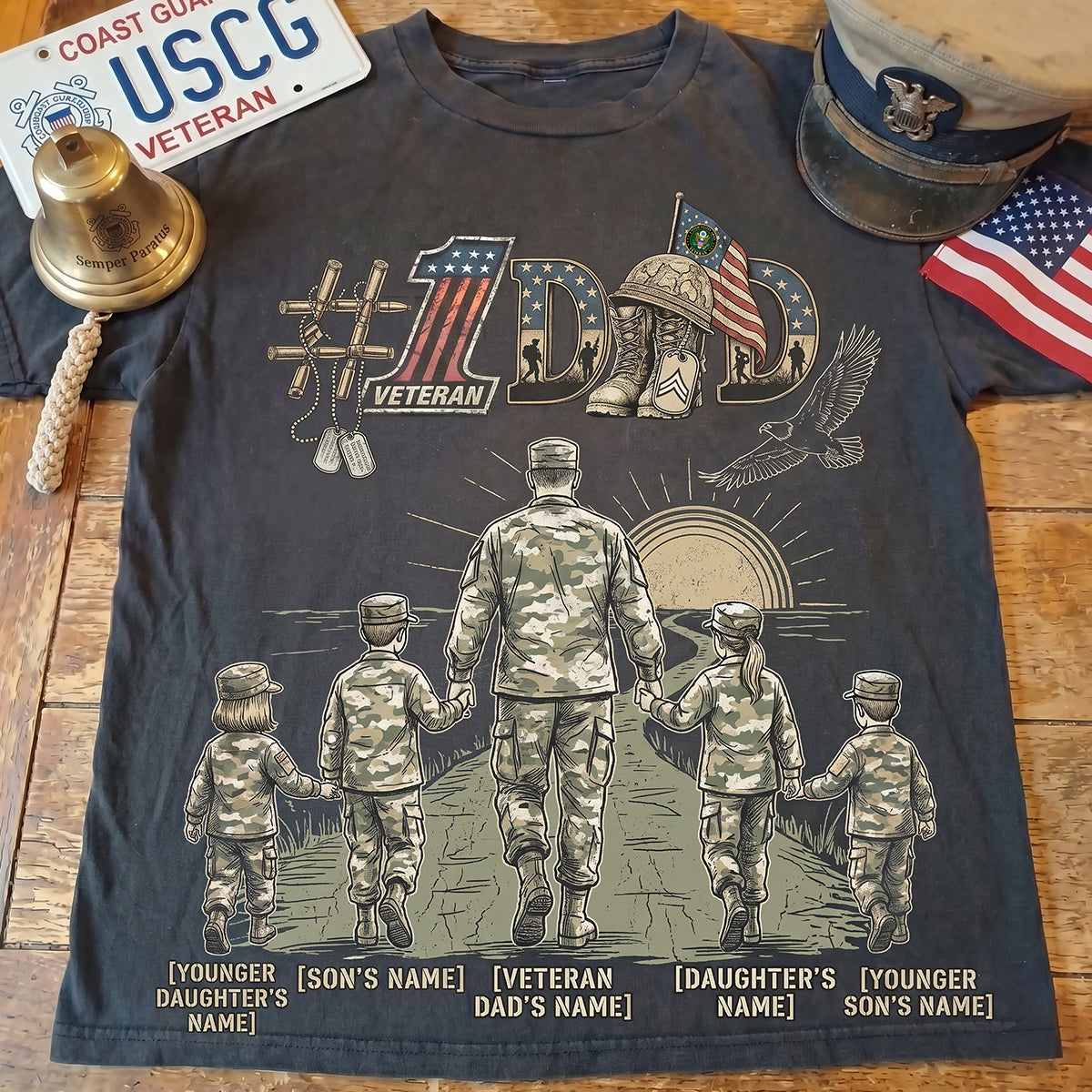 Best Veteran Dad Ever Shirt, Personalized Gifts For Military Dad 02qhdt250526-Homacus