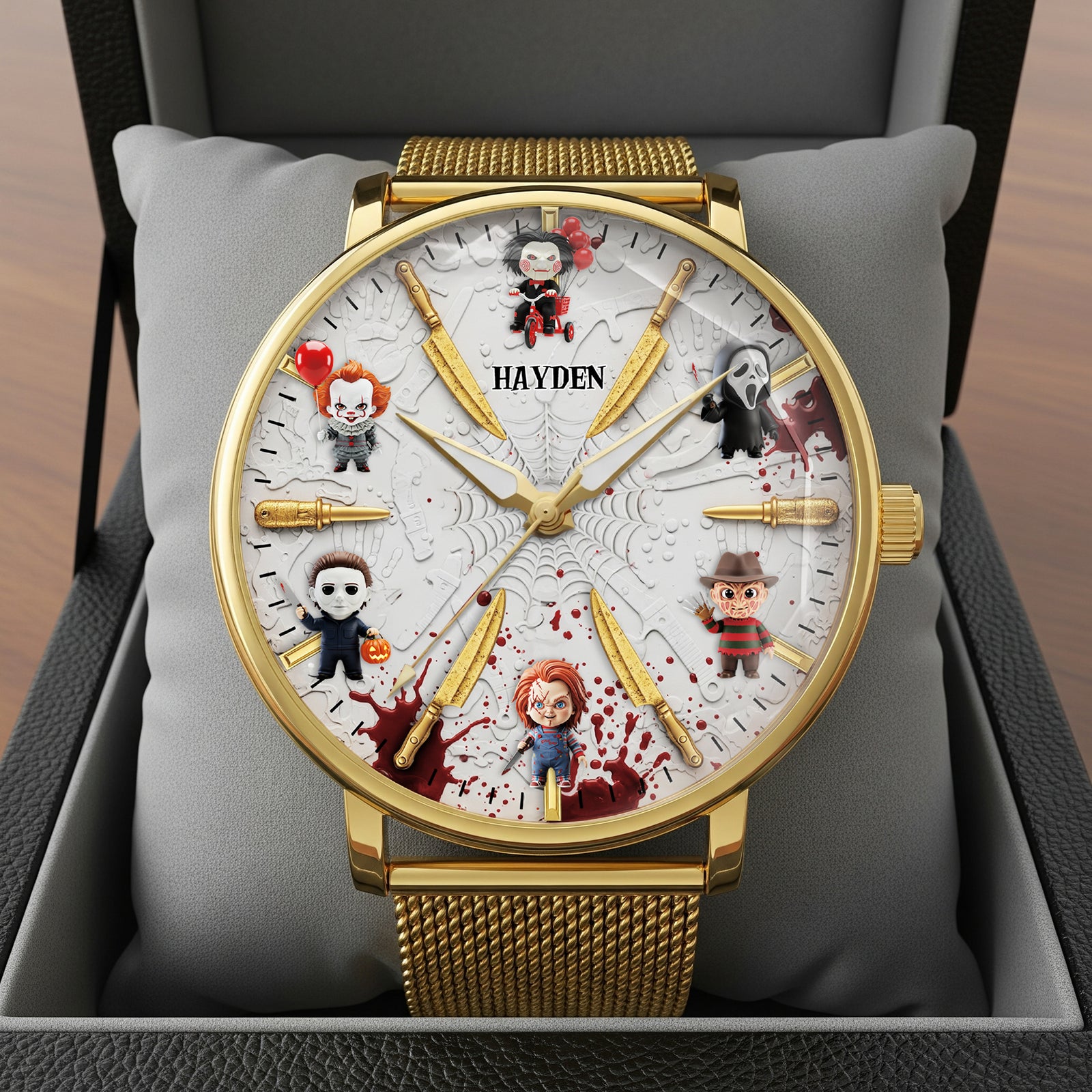Cute Horror Characters Mesh Straps Watch - Personalized Gifts For Horror Movie Fans 03QHLU170725-Homacus