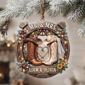 Cowboy Cowgirl Western Couple Ornament - Personalized Gifts For Couple Christmas Ornament 05TYLU170826