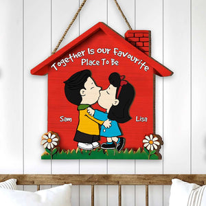 Personalized Gifts For Couple Wood Sign Kissing Couple 02OHMH041224HG-Homacus