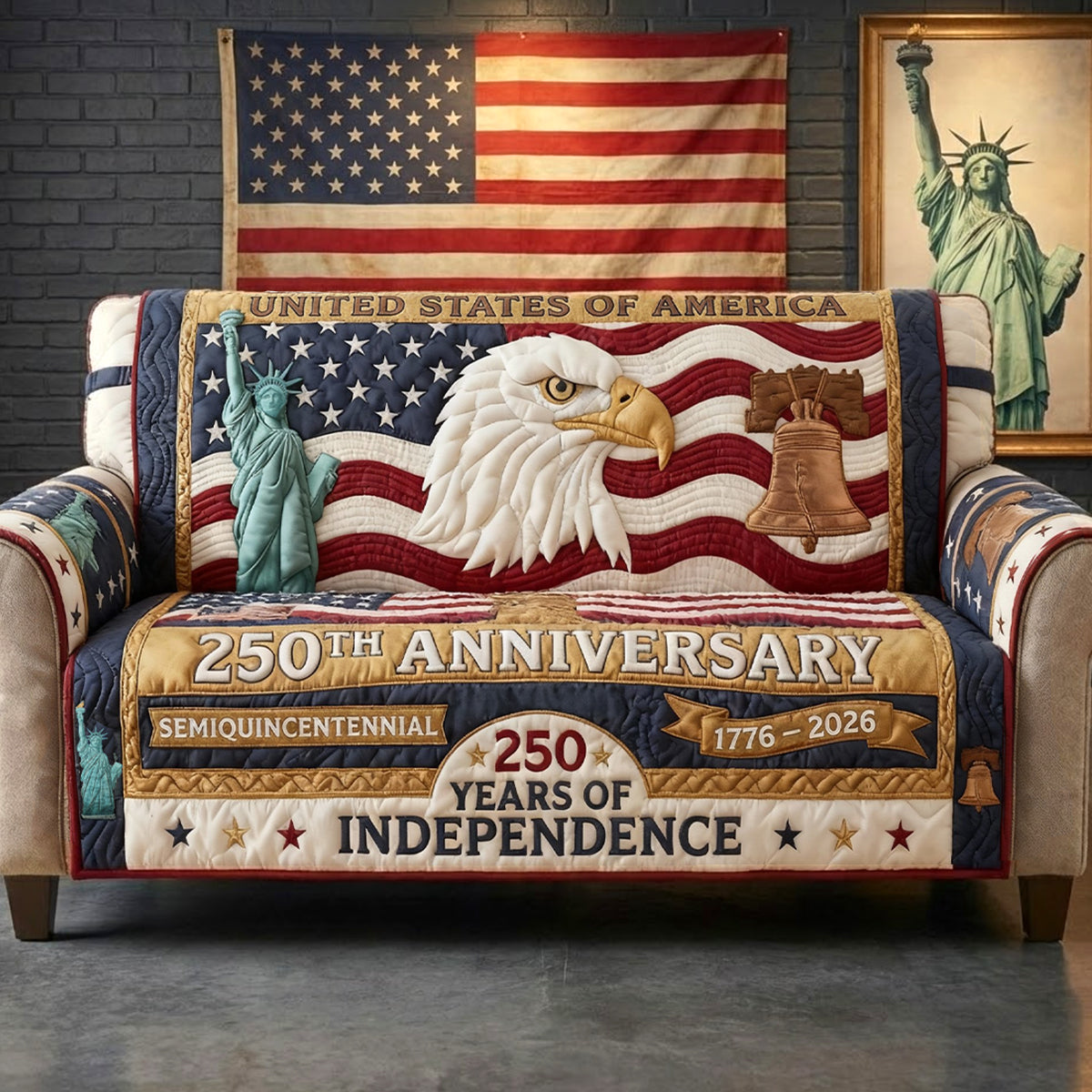 Proud Anniversary Quilted Sofa Cover, Personalized Gifts For Patriots 04qhtn270126-Homacus